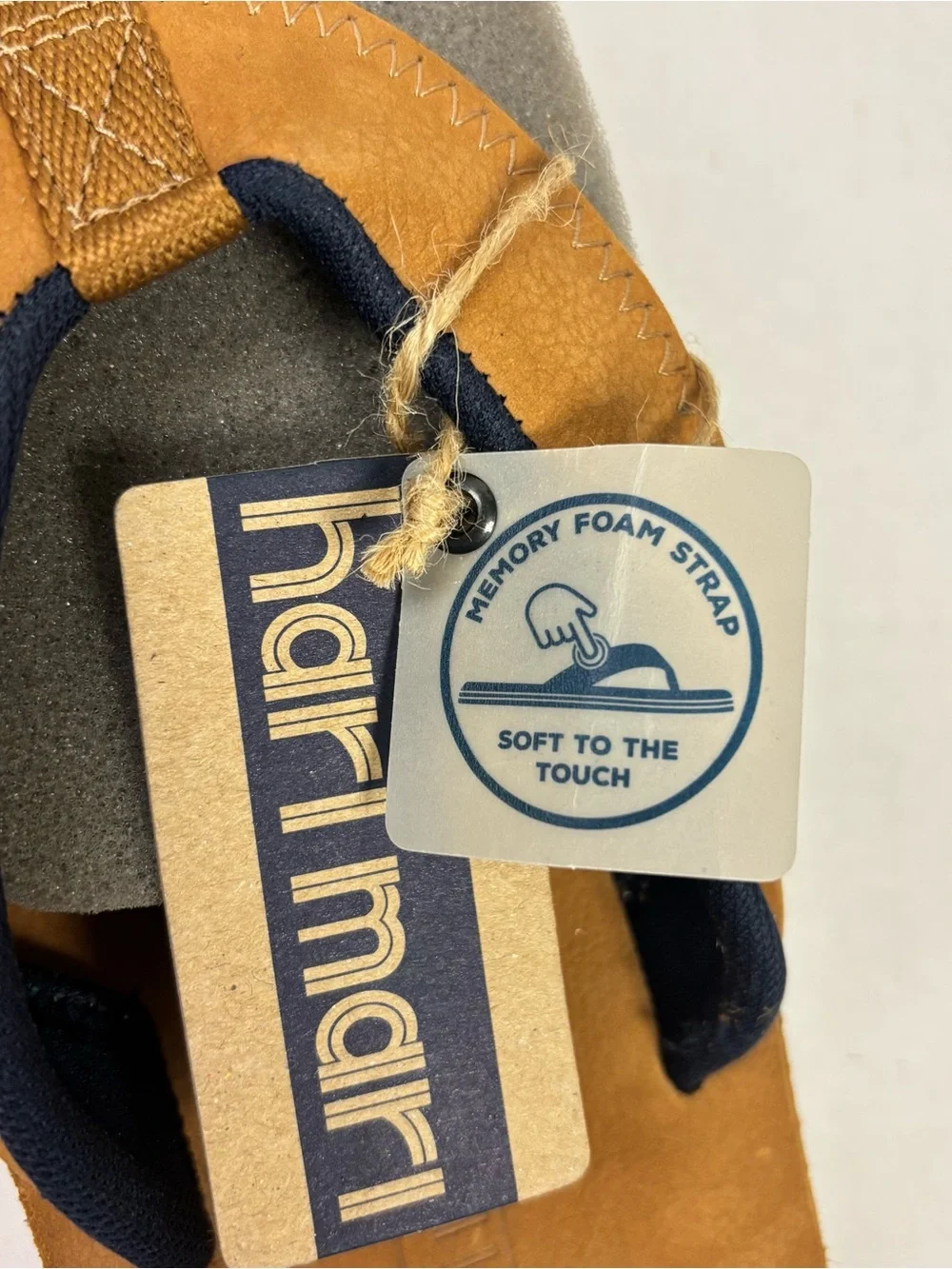 NWT Hari Mari Pier Tan Leather Memory Foam Strap Flip Flop Made In Mexico Sz 14